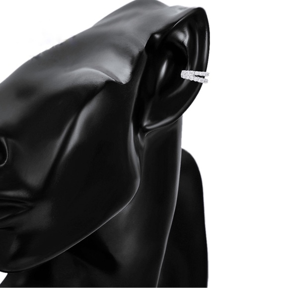 Platinum Plated Ear Cuff CZ Stone Adjustable Statement Jewelry - Picture 5 of 10